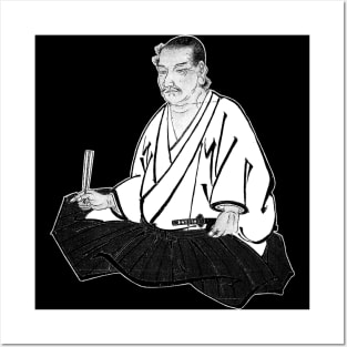 Miyamoto Musashi Black and White Cropped Artwork Posters and Art